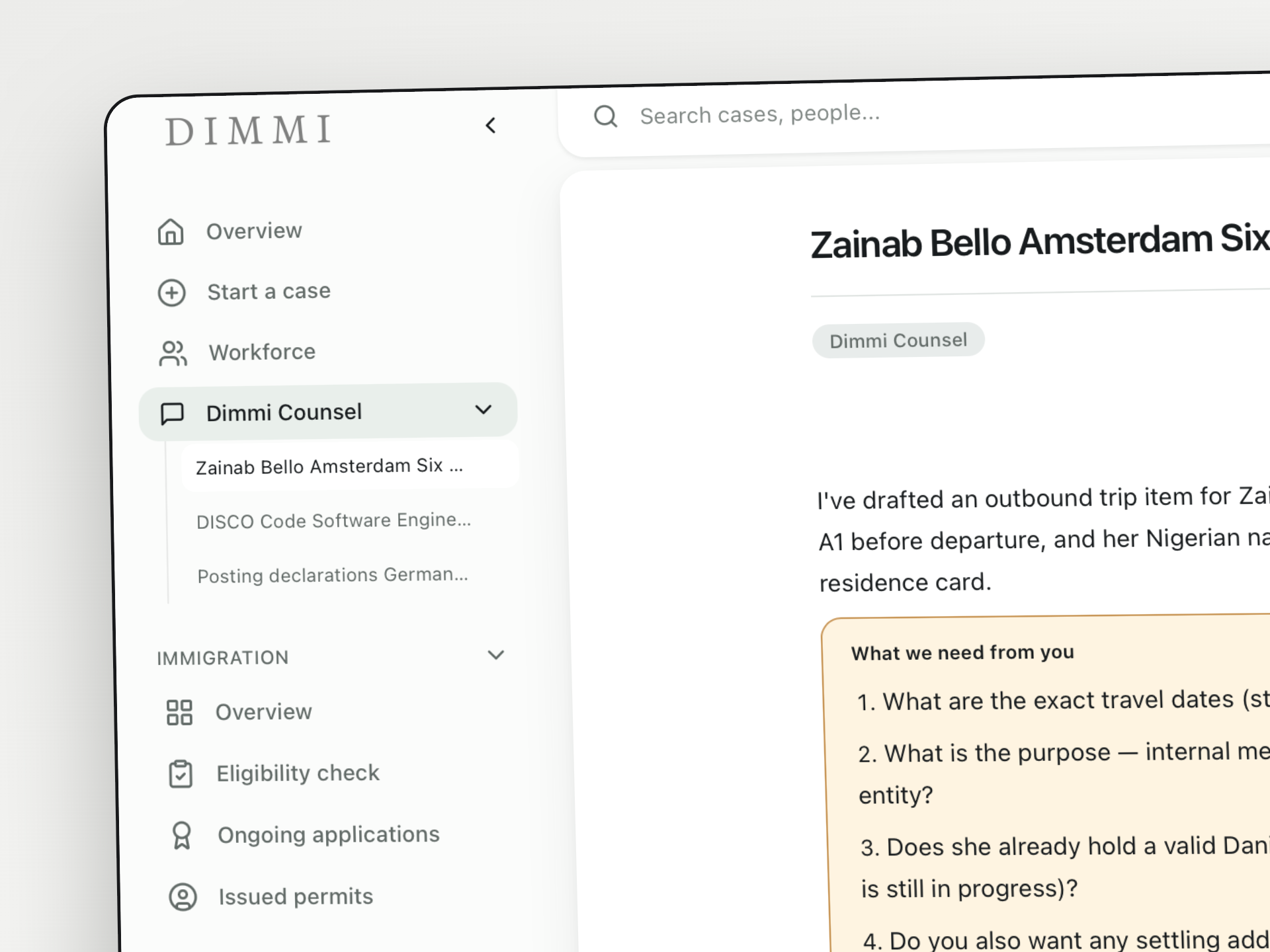 Ask Dimmi anything.