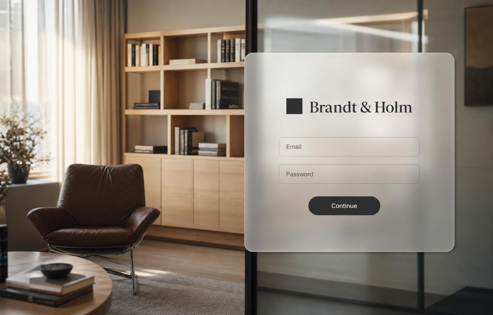 White-label advisor login experience for a law firm