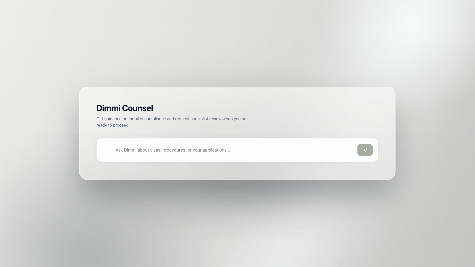 Dimmi Counsel chat input for mobility compliance guidance