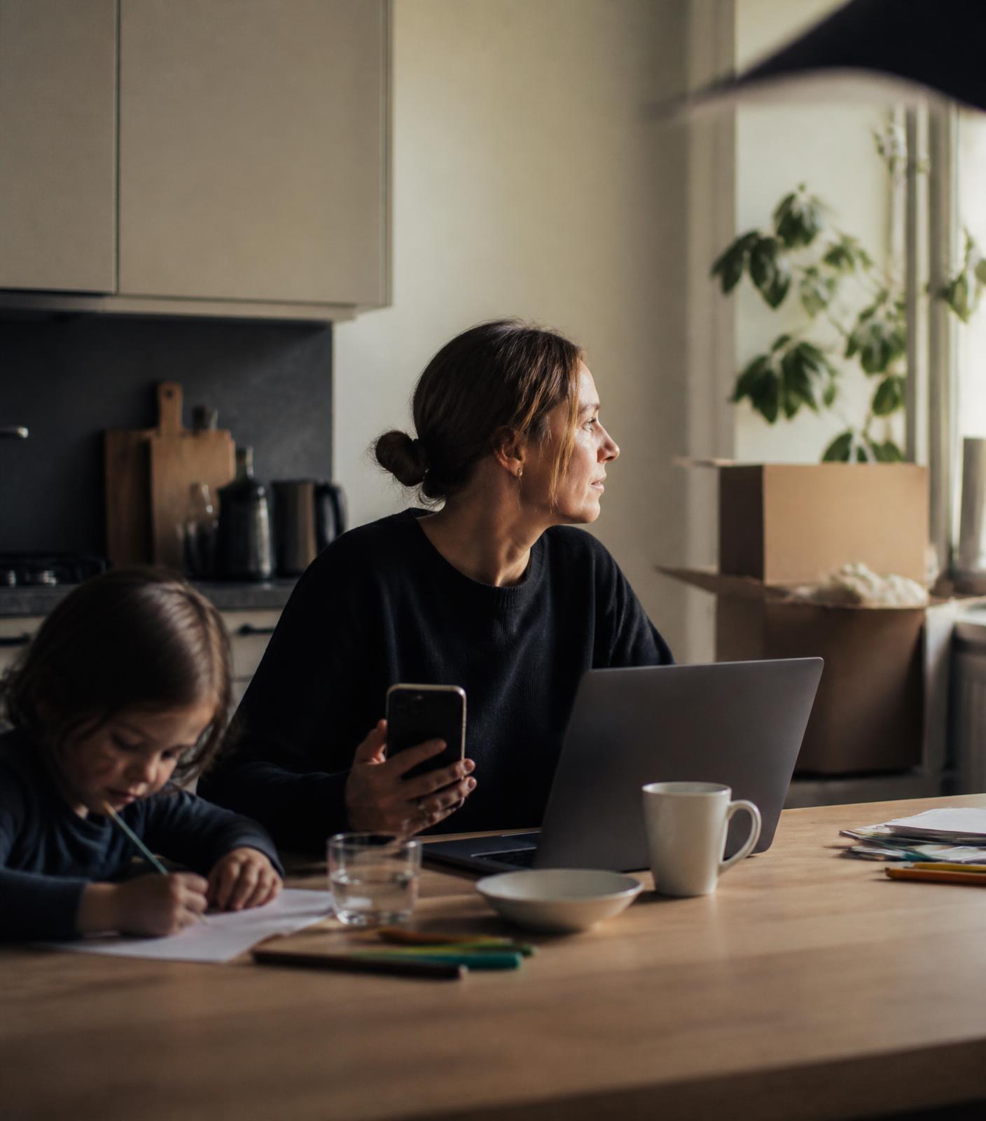 Employee settling into a new home with family